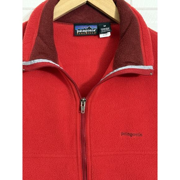 Vintage Patagonia Synchilla Vest Men’s Full Zip Fleece Red Hiking Size Medium M - Picture 2 of 2